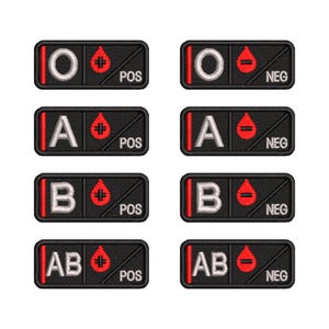 Blood type patch embroidery designs, for embroidery machine