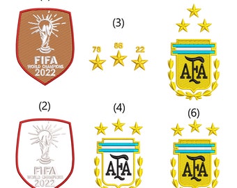 Embroidery designs for Argentina Champion 2022 Qatar logos, AFA FIFA logos, world soccer championship, for embroidery machine