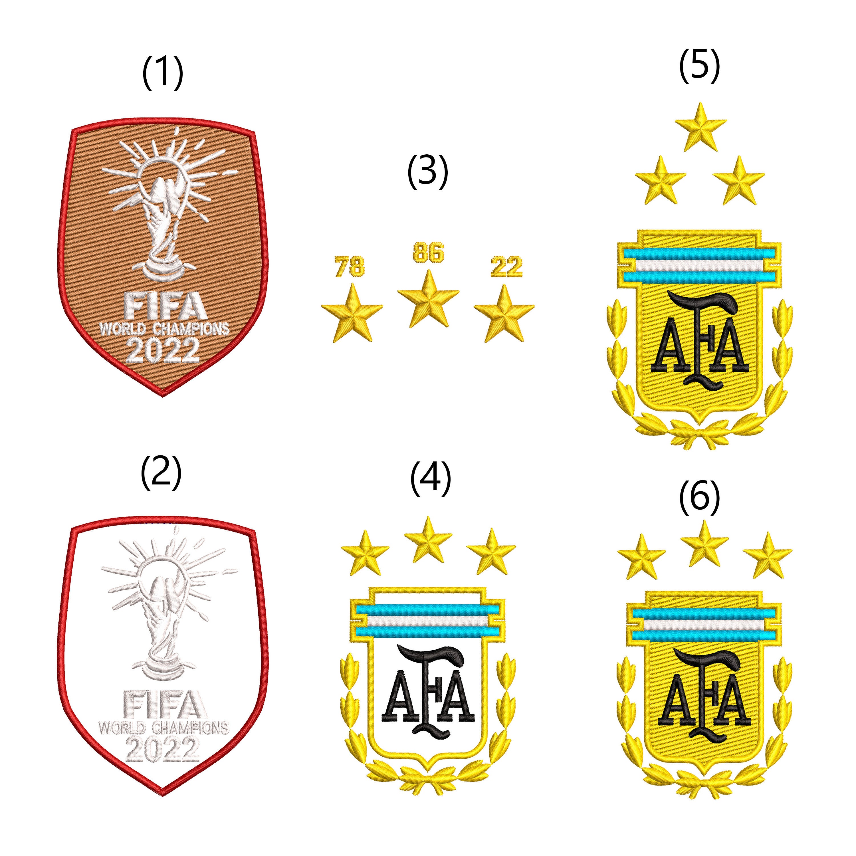 Embroidery Designs Logos Argentina Champion 2022 Qatar - for