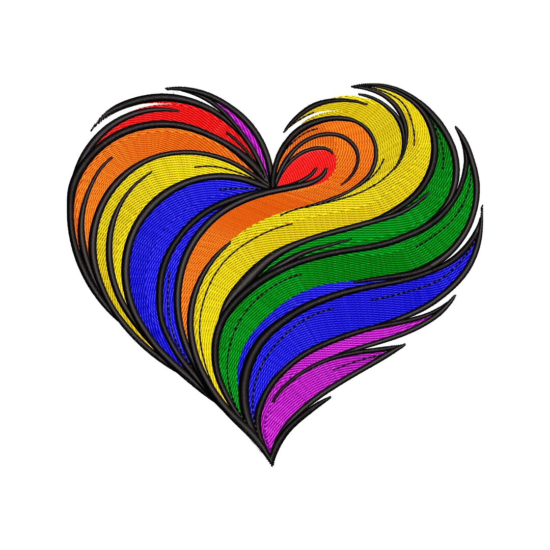 Swirling Rainbow Heart Machine Embroidery Designs, 4 Sizes - Etsy