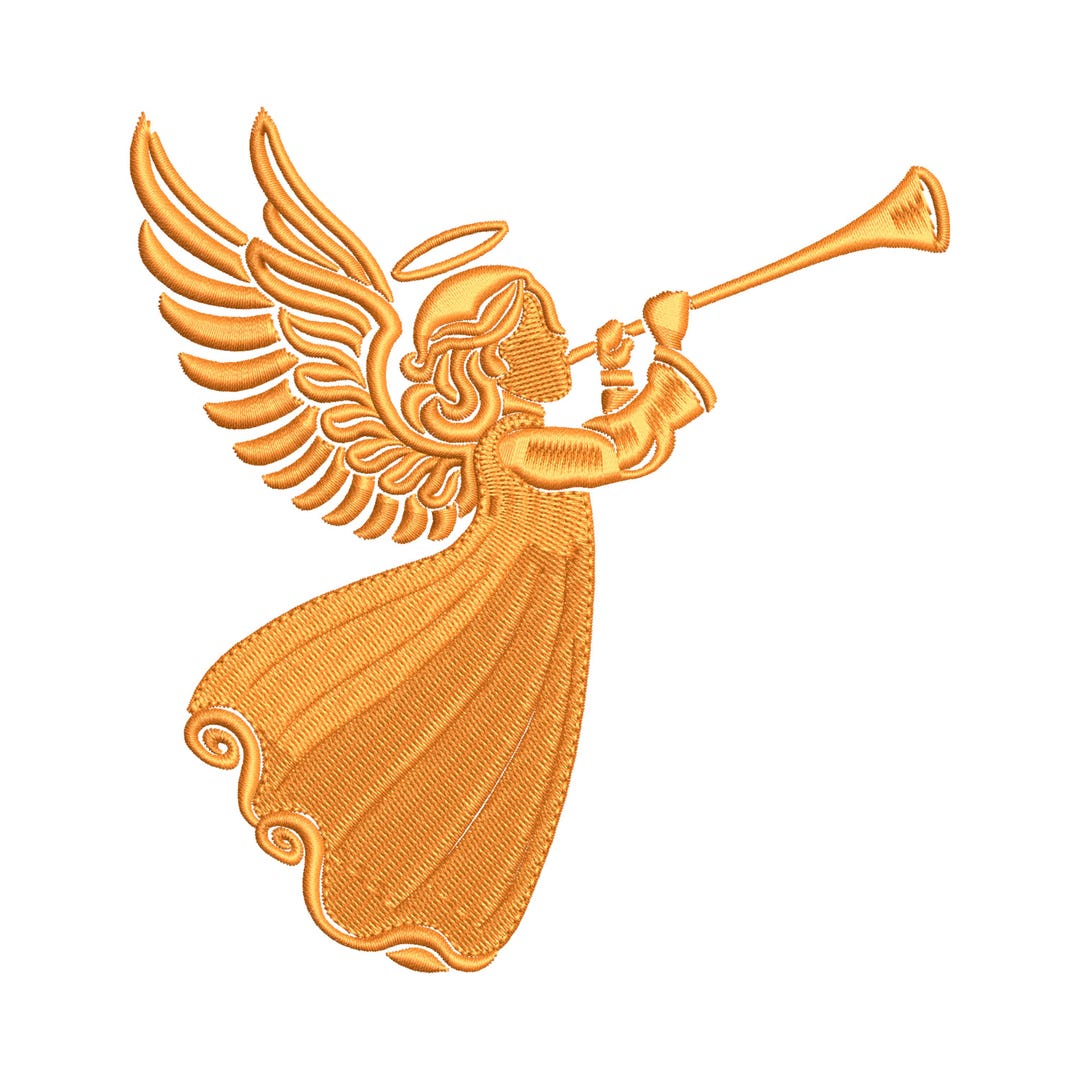 Machine Embroidery Design of an Angel With a Trumpet, 4 Sizes - Etsy