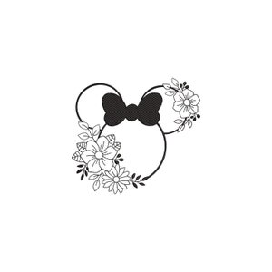 Floral Minnie Embroidery Design - for Machine Embroidery