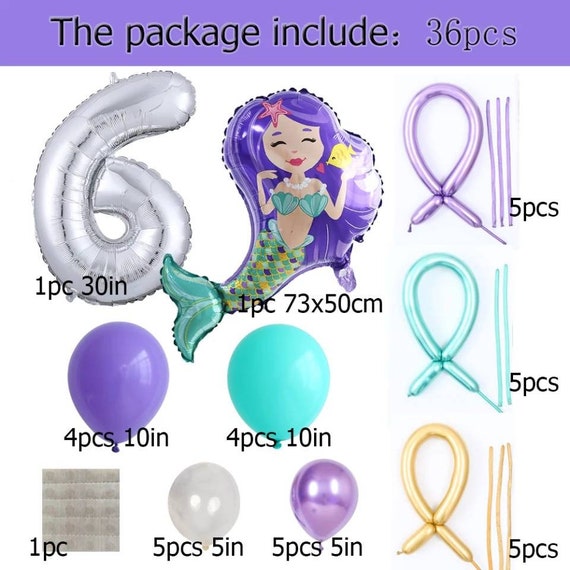 Set di decorazioni per feste di compleanno con sirena 2 anni Palloncini  colorati per ragazze con