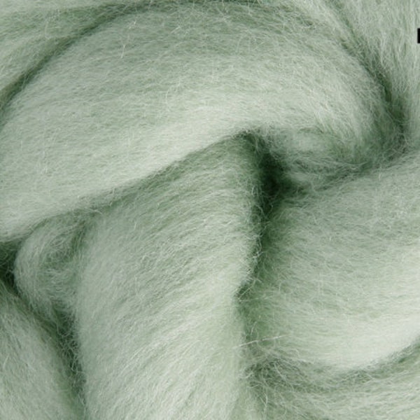 100% wool roving for felting or spinning, 62 colours available. Greens