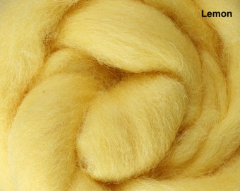 100% wool roving for felting or spinning, 62 colours available. Yellows and Oranges
