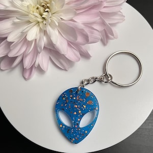 Epoxy Resin Alien Keychain / Small Glitter Charm