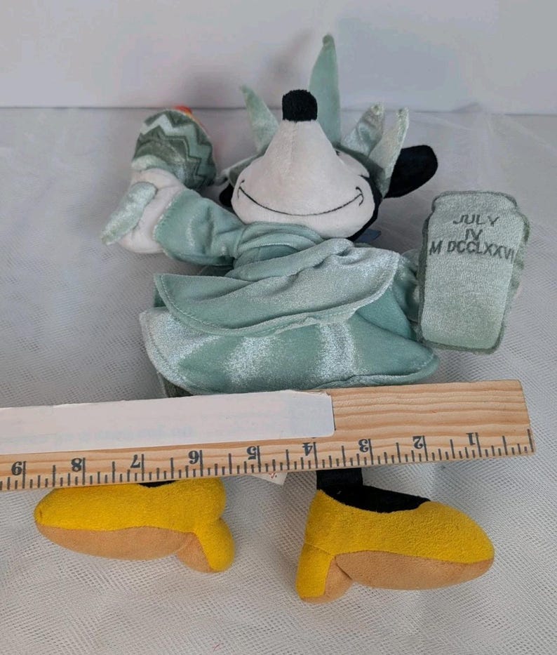 Vtg NYC World Of Disney Minnie Mouse Statue of Liberty Beanbag Plush 12" NEW image 8