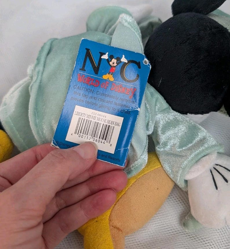 Vtg NYC World Of Disney Minnie Mouse Statue of Liberty Beanbag Plush 12" NEW image 6