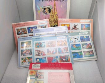 Disney Classic Fairytales in Postage Stamps W/ 7 Stamp Books Peter Pan Pinocchio