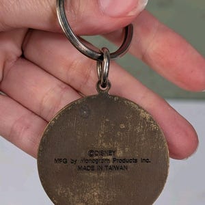 Vintage Disney Mickey Mouse Bronze Keychain Key Ring Taiwan image 3