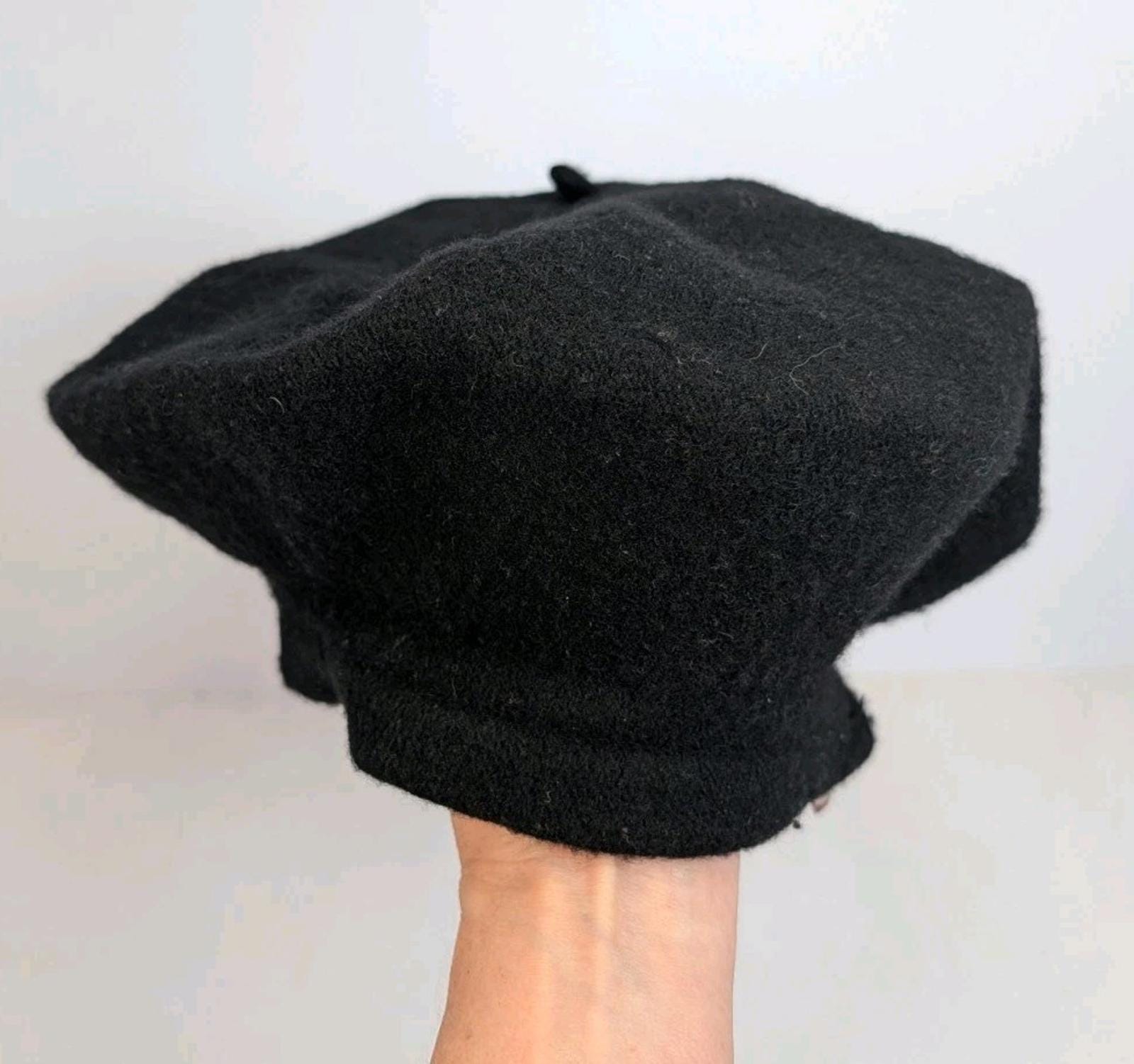 Vintage Beret Basque 100% Wool De Luxe Black RN 58584 French 