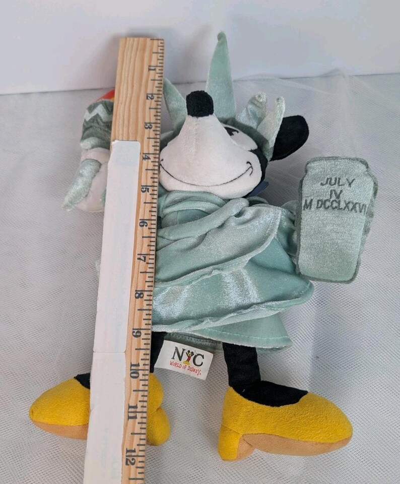 Vtg NYC World Of Disney Minnie Mouse Statue of Liberty Beanbag Plush 12" NEW image 7