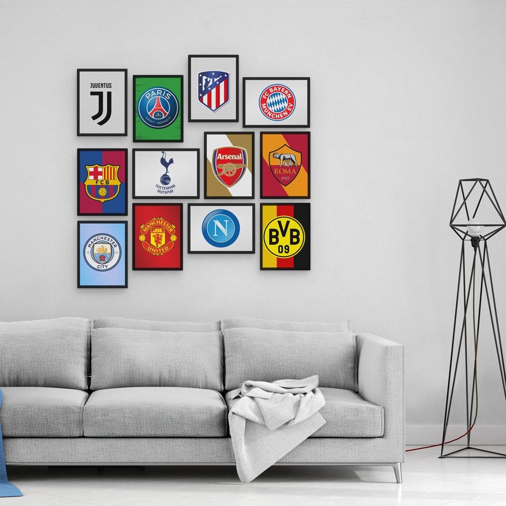 Football Clubs 12 Pieces Wooden Wall Paint Wall Decor Etsy