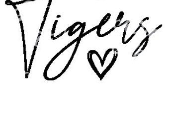 Tigers Script Heart Design SVG PNG