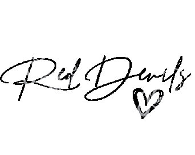 Red Devils Heart Script SVG PNG - Etsy