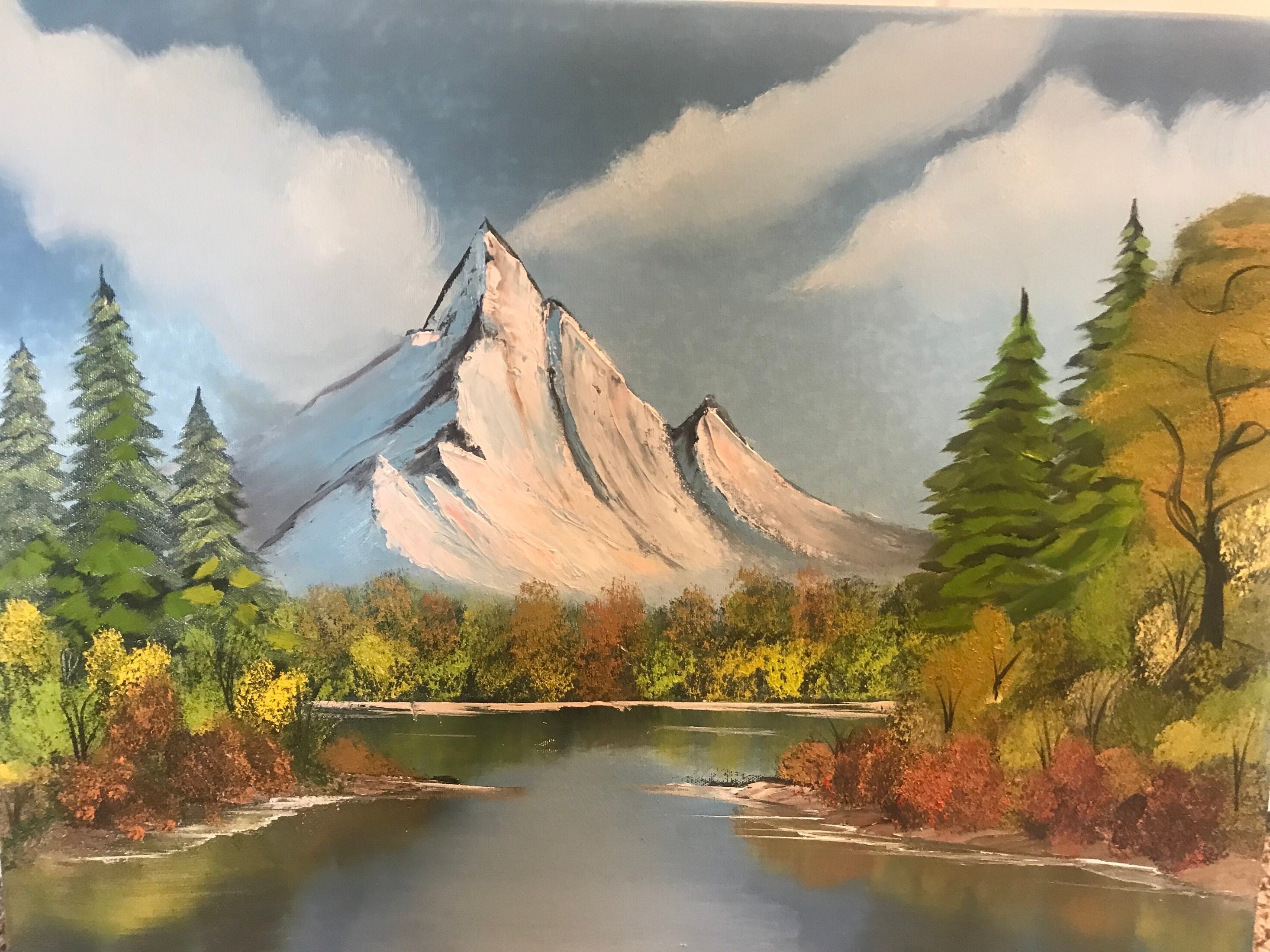 油絵　春の山 絵画 065 - 春の山 - 18x24 - Etsy 日本