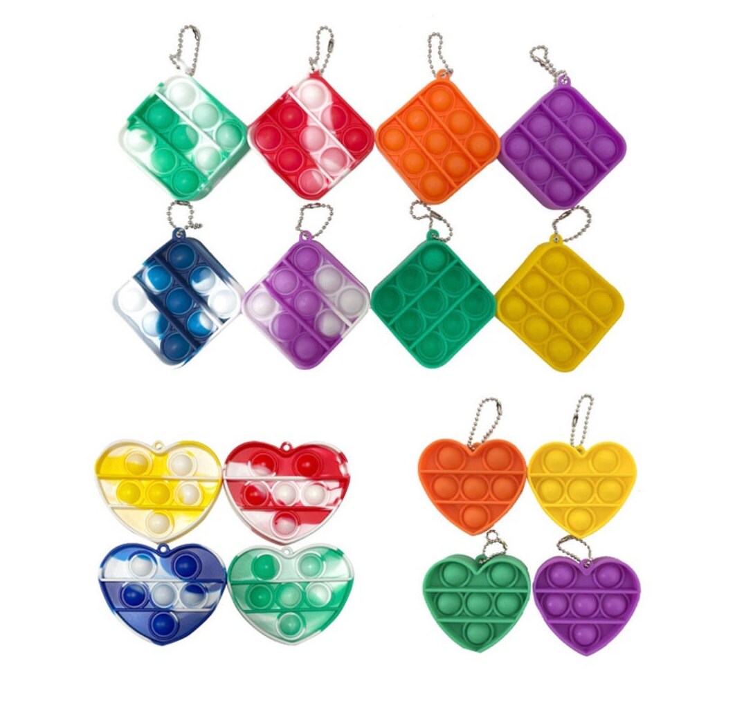 Fidget Toy Pop it Keychain Keyring Bubble Sensory Push Pop Etsy