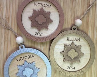 Girl Scout Award Ornament SVG file // Bronze // Gold // Silver for Laser Cutting and Engraving