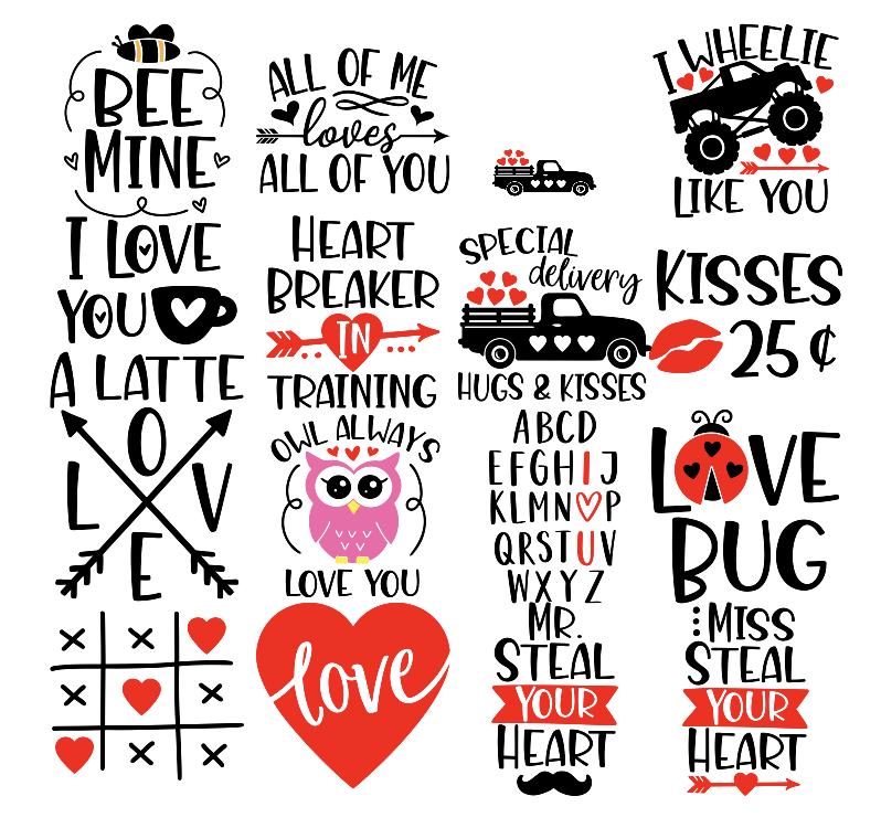 Valentine's Day File Bundle SVG // PNG // Eps // Dxf Bee Mine Kisses ...