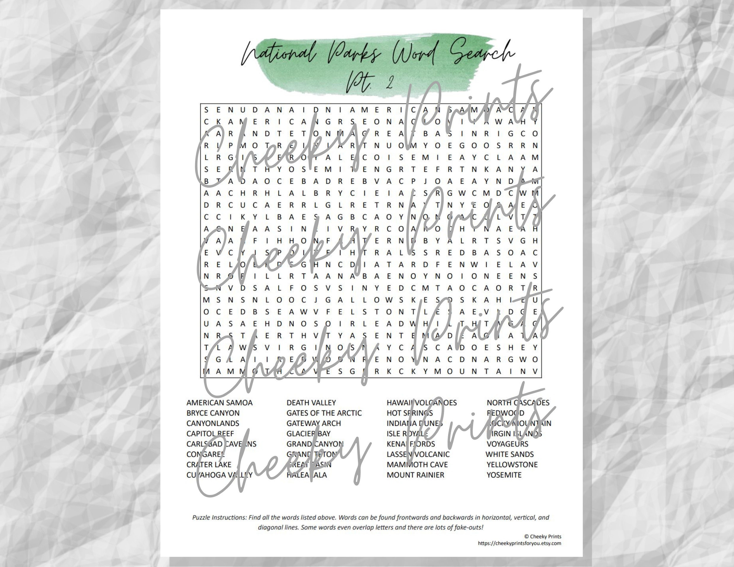 Glacier National Park Word Search Puzzle with Coloring
