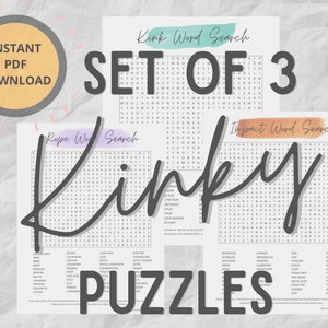 Kink BDSM Impact Rope Word Search Puzzle | Sexy Date Night Games | BDSM Sex Game | Games for Adults Dom Sub Rope Bunny Activity Pack Kit