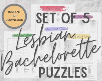 Lesbian Bachelorette Word Search Puzzles | Queer Date Night | LGBTQ+ Instant Download Activities | Boob Vulva Weed Astrology Funny Games
