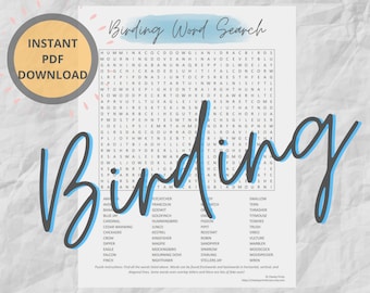 Bird Watching Word Search Puzzle | Printable Games | Instant Download | Birding Gifts for Bird Lovers Grandparent Virtual Activity