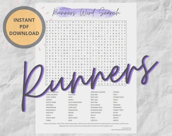 Runners Word Search Puzzle | Running Club Game | Gifts for Runners | Printable Games | Instant Download | Marathon Training Activity
