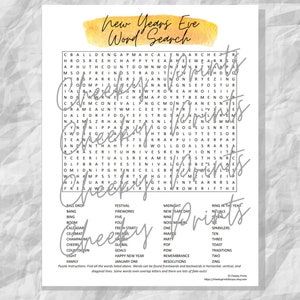 New Years Eve Word Search Puzzle | New Years Eve Activities for Adults ...