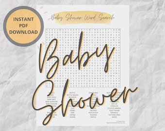 Baby Shower Word Search Puzzle | Printable Party Games | Instant Download | Hard Word Search Puzzle