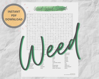 Weed Word Search Puzzle | Gifts for Stoners Printable Games | Instant Download | Marijuana Word Search Puzzle | Adult Party Activities