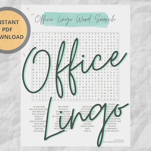 Office Lingo Word Search Puzzle | Printable Games | Instant Download | Hard Word Search Puzzle | Corporate Party | Office Party| Millennial