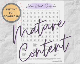 Rope BDSM Word Search Puzzle | Date Night Games | BDSM Sexy Game | Game Night Activity | Rigger Rope Bunny Munch