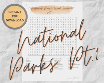 National Parks Word Search Puzzle Adults | Printable Travel Activities | Instant Download | Challenging Word Search Puzzle | Vacation Games
