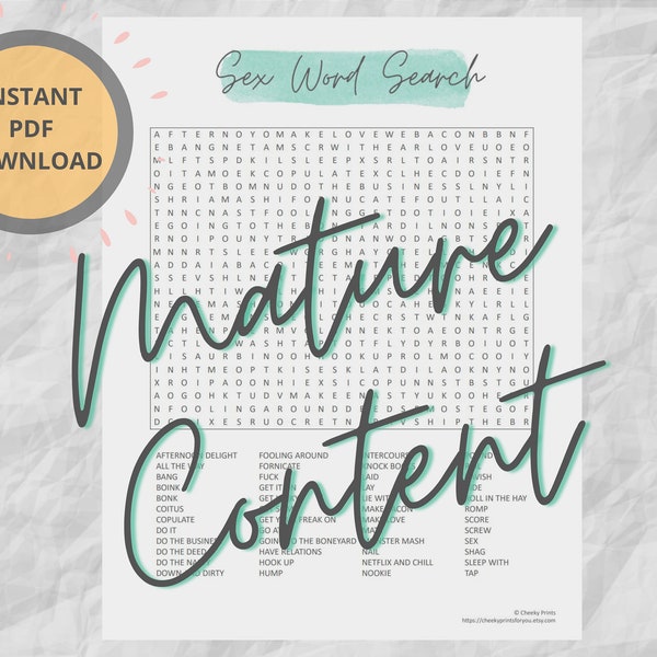 Penis Word Search Game Etsy
