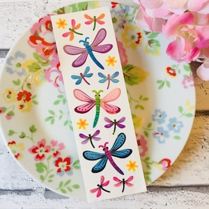 Sandylion Vintage Rare Shiny Dragonfly Sticker Strip, dragonfly stickers, dragonflies