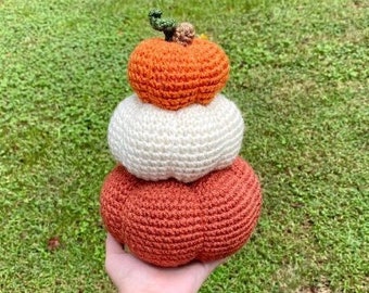 Stacked Pumpkin Decor Crochet Pattern, Crochet Pumpkin Pattern, Thanksgiving Patterns, Crochet Fall Pumpkins, Pumpkin Sets, Fall Decoration
