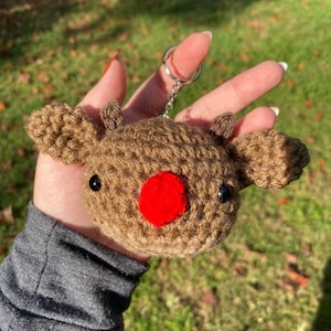 Crochet Reindeer Ornament Pattern, Reindeer Crochet Pattern, Reindeer Keychain, Crochet Christmas Patterns, Christmas Ornament Patterns