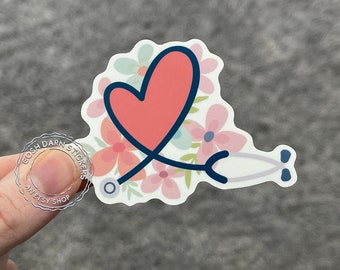 Cute Floral Stethoscope Sticker for Nurses Week Gift, Doctor, EMT, Dentist, Healthcare Workers, Vet Techs, CNA, Medical Assistant, New Nurse