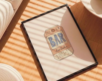 Barbados Luggage Tag Destination Art Print | Caribbean Aviation Souvenir Gift