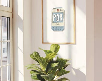 Porto Luggage Tag Destination Art Print | Portugal Coastal Souvenir Gift