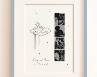 Personalised Vegas Sign Photo Booth Print; First Holiday, Engagement, Wedding or Anniversary Gift