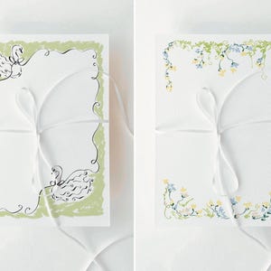 Set med vildblommor i mintgrönt, svangult, för trädgårdsbröllopsinbjudan/meny | DIGITAL NEDLADDNING