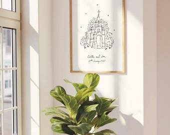 Personalised Guernsey Little Chapel Art Print | Channel Islands Engagement, Wedding or Anniversary Gift | First Holiday Keepsake