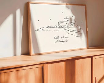 Personalised Fort Grey Art Print | Guernsey Engagement, Wedding or Anniversary Gift | First Holiday Keepsake