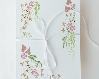 Pink Anthurium Illustration for Elegant Garden Wedding Invitation and Stationery | Dusky Pink Floral Illustrated Border | DIGITAL DOWNLOAD