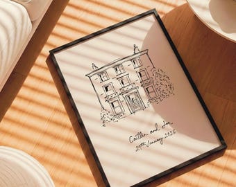 Personalised York Registry Office Art Print | Town Hall Wedding Venue Line Drawing | Unique Couples Wedding/Anniversary Gift