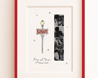Personalised Metro Playing Card Photo Booth Print; Paris First Holiday, Engagement, Wedding or Anniversary Gift