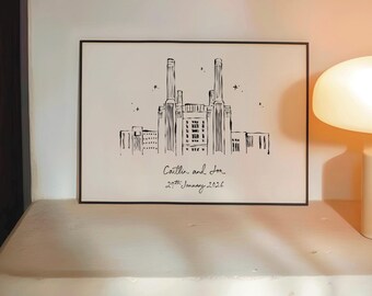 Personalised Battersea Power Station Art Print | First Date, Wedding or Anniversary Gift