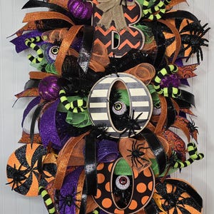 Extra Large Halloween Swag for Front Door, Oversized BOO Swag for Halloween, All Hallows Eve Decor, Spider Swag, Eyeball Holiday Swag